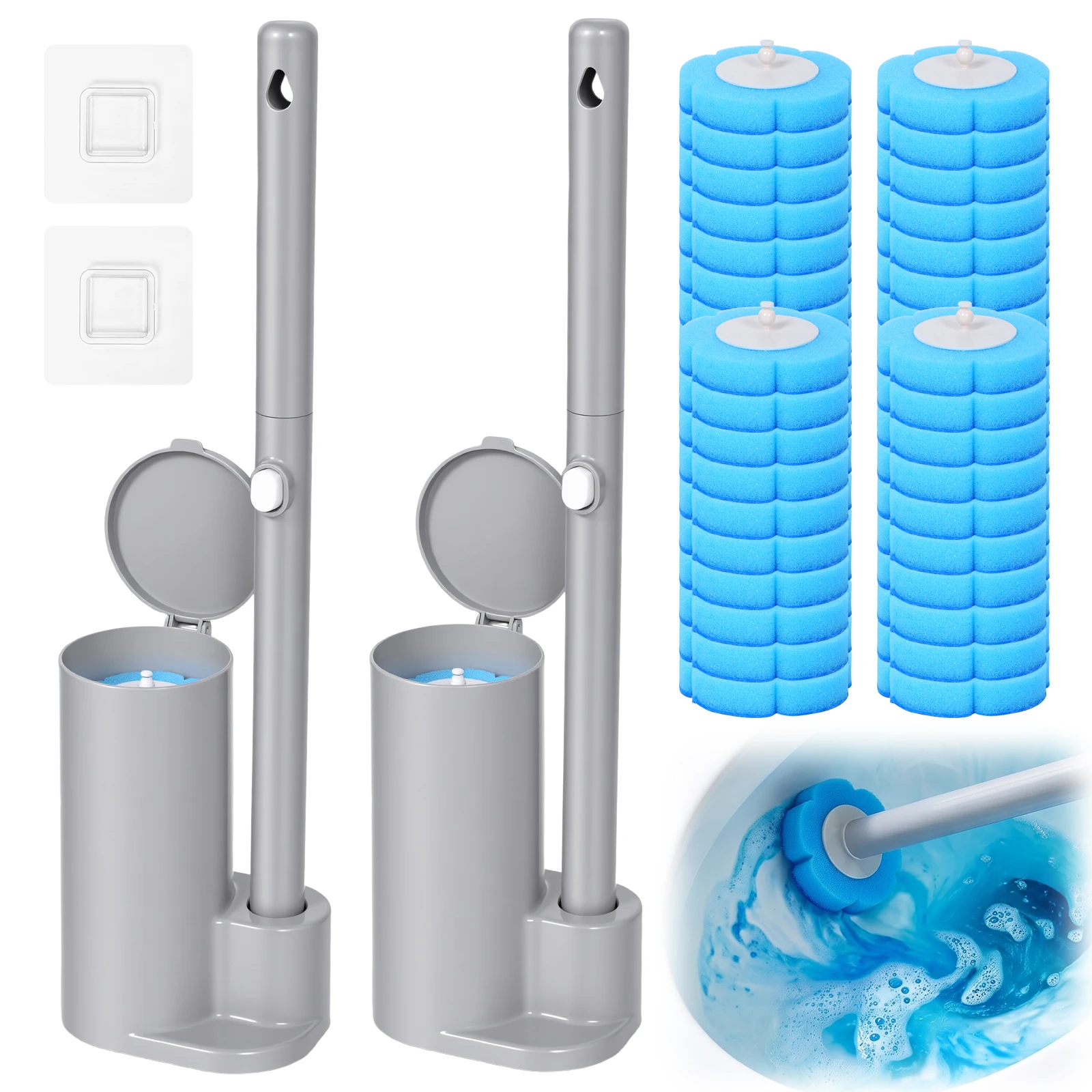 Toilet Brush Holder - 2세트 일회용 변기 브러시 교체 헤드