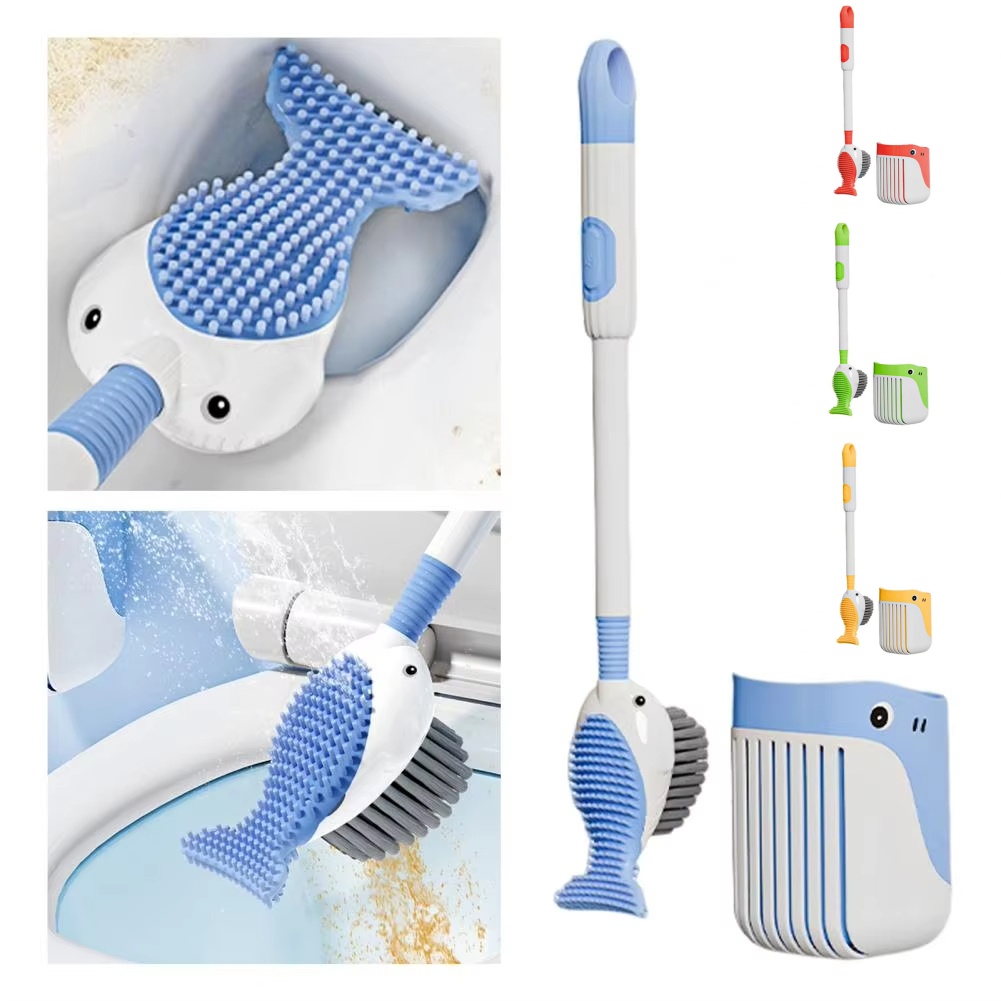 Toilet Brush Holder - 물총 고래 화장실 브러시 실리콘 헤드