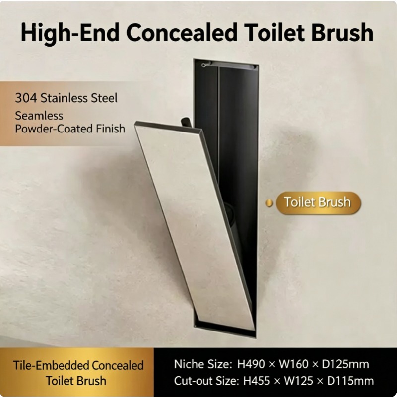 Toilet Brush Holder - 숨겨진 변기솔 홀더+스테인리스 스틸 304 내장형