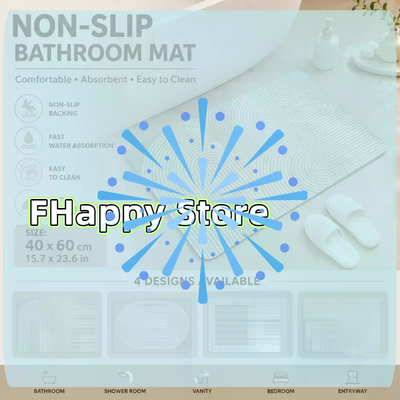 베이지 스트라이프 규조토 욕실 매트 빠른 건조 흡수성  - Non Slip Bath Mat 리뷰 및 가격