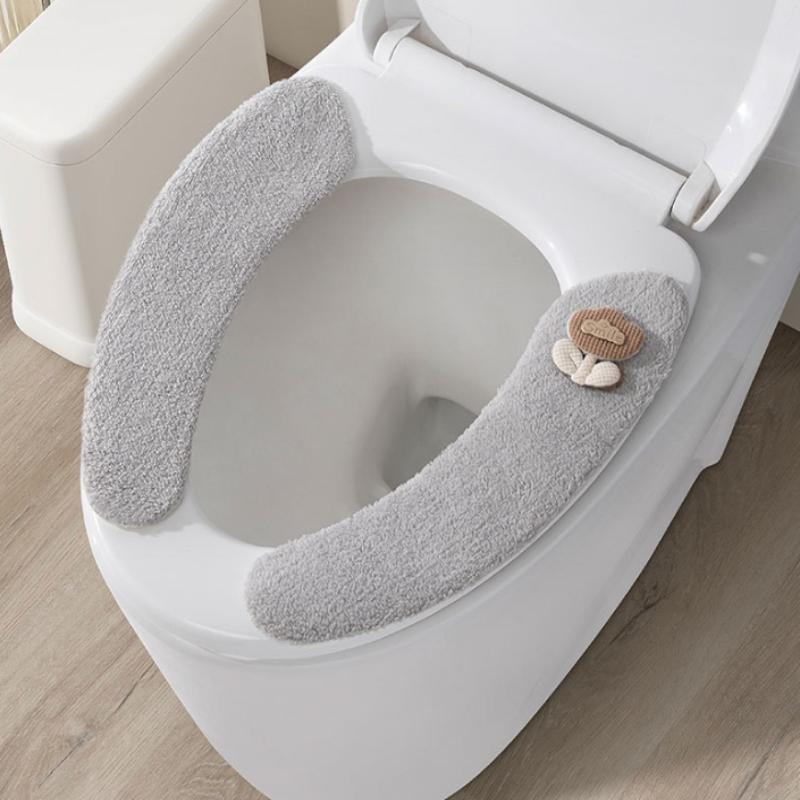 1쌍 겨울용 플러시 변기 시트 커버 두꺼운 패딩 논슬립 - Home Bathroom With Two Toilets 리뷰 및 가격