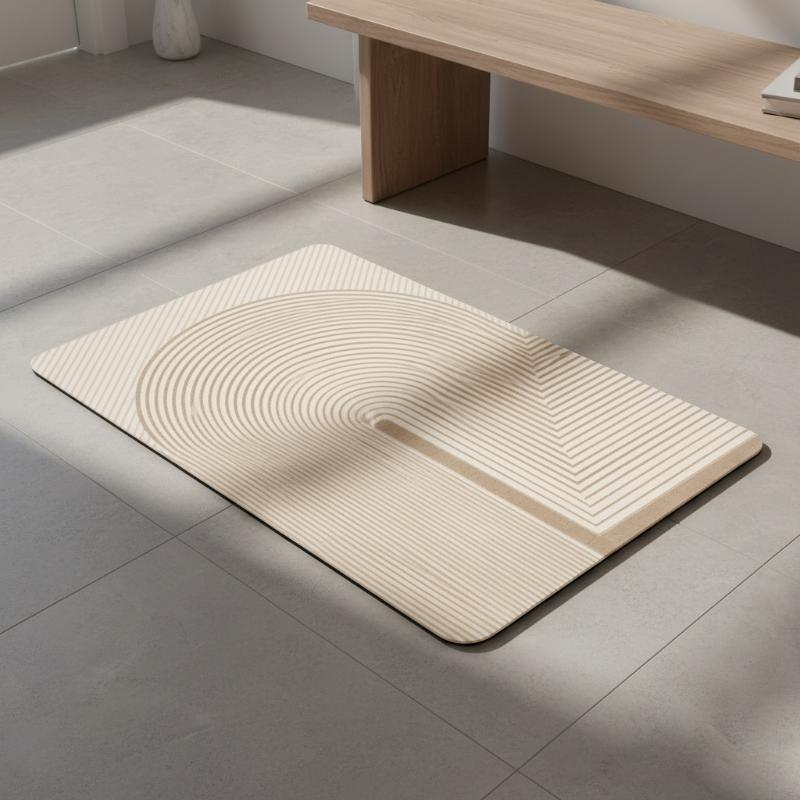 베이지색 줄무늬 규조토 욕실 매트 빠른 건조 흡수성 논 - Non Slip Bath Mat 리뷰 및 가격