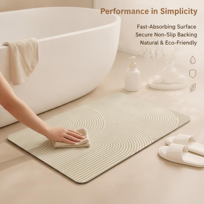 베이지색 줄무늬 규조토 욕실 매트 빠른 건조 흡수성 논 - Non Slip Bath Mat 리뷰 및 가격