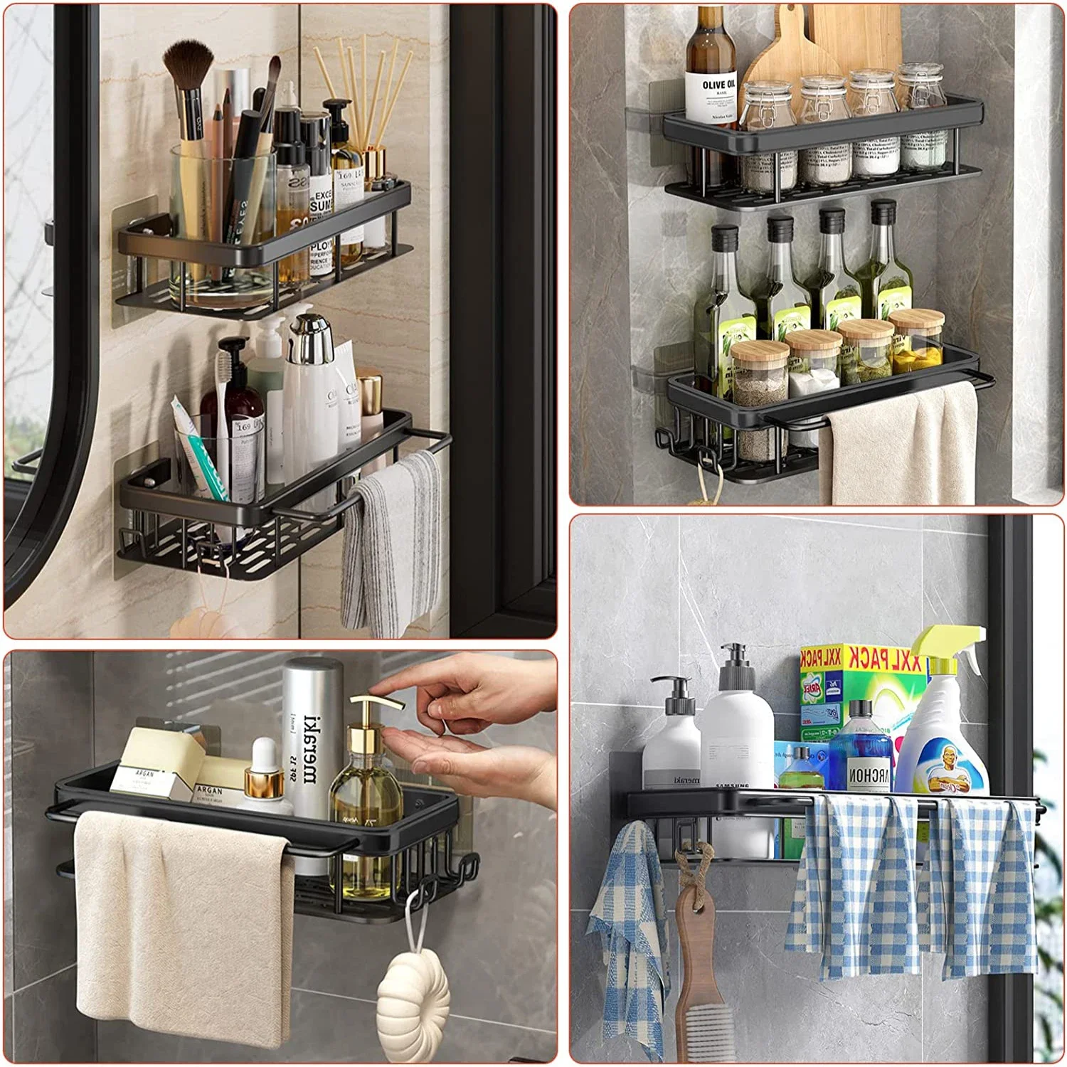 욕실 선반 주방 스토리지 주최자 알루미늄 합금 샴푸 랙 - Tiny Home Bathroom Kitchen 리뷰 및 가격